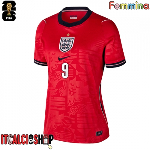 Inghilterra Harry Kane #9 Seconda Maglia Femmina Mondiali 2026 Manica Corta